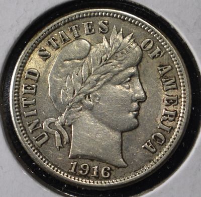 1916 BARBER DIME CH AU/UNC. CHECK OUT OUR UPCOMING AUCTIONS ESTIMATE $90 - $130.