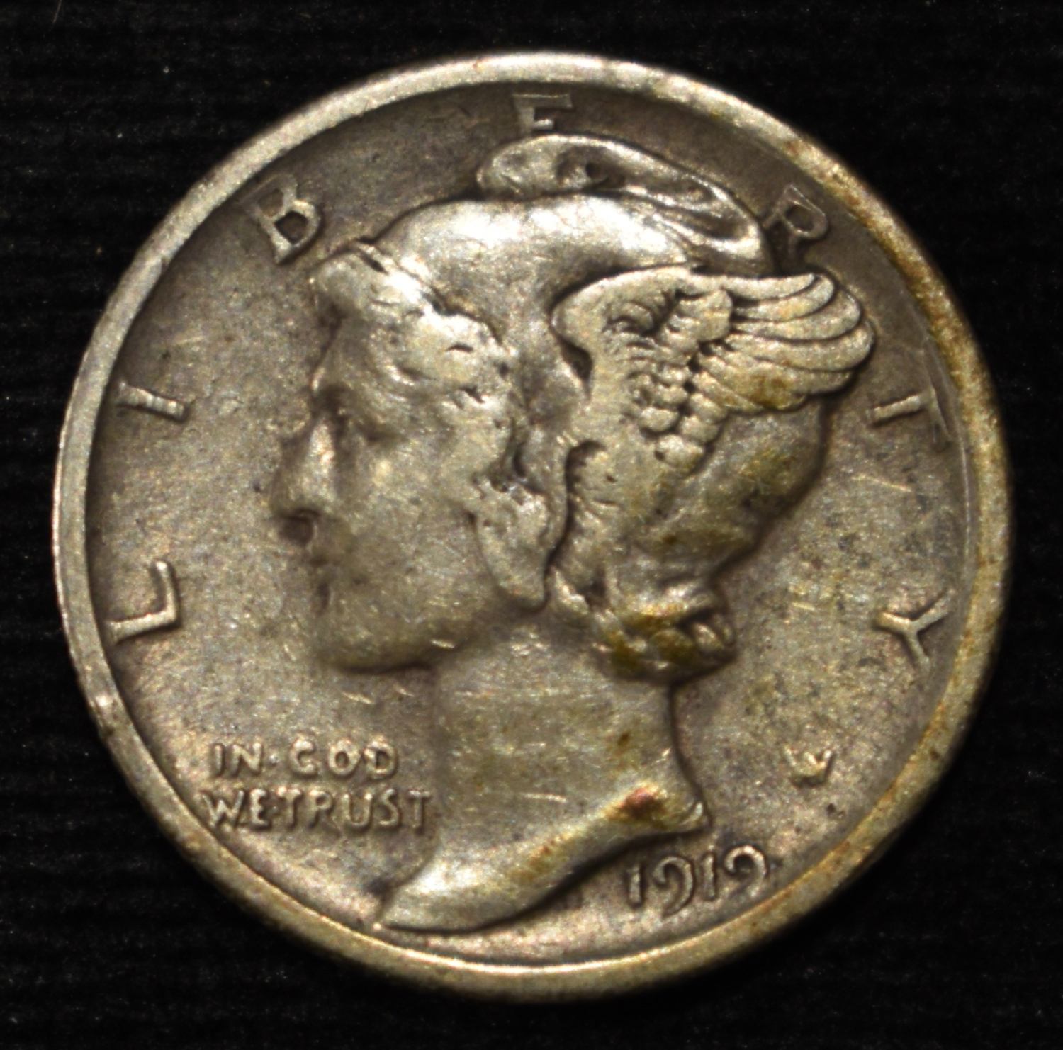 1919-S MERCURY DIME AU