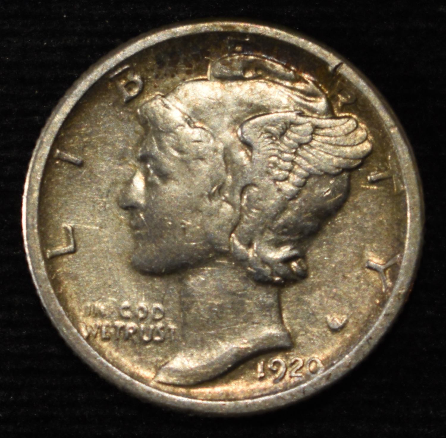 1920-S MERCURY DIME AU