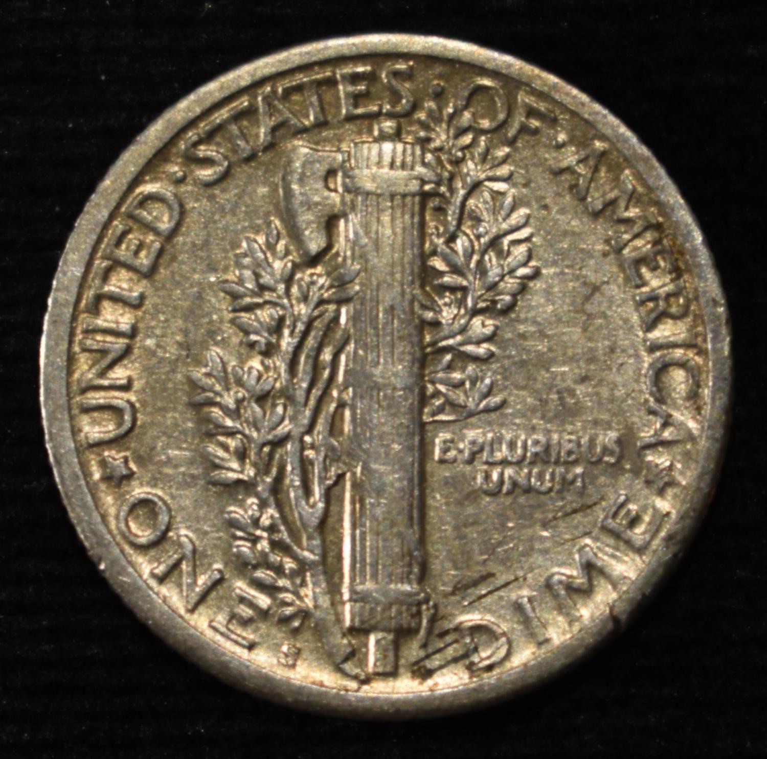 1920-S MERCURY DIME AU