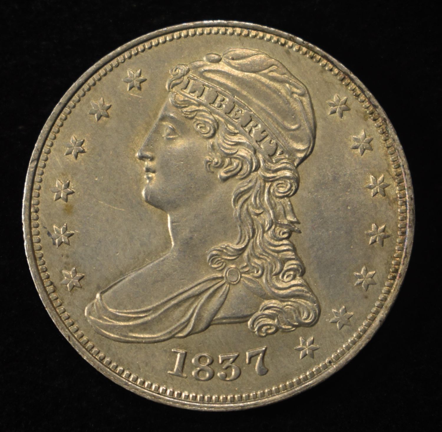 1837 REEDED EDGE BUST HALF DOLLAR BU