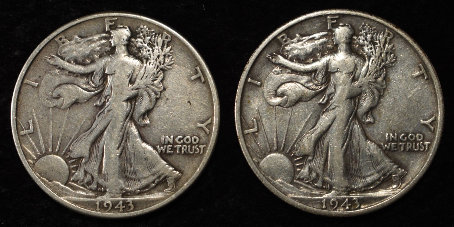 1943-P&S WALKING LIBERTY HALF DOLLARS