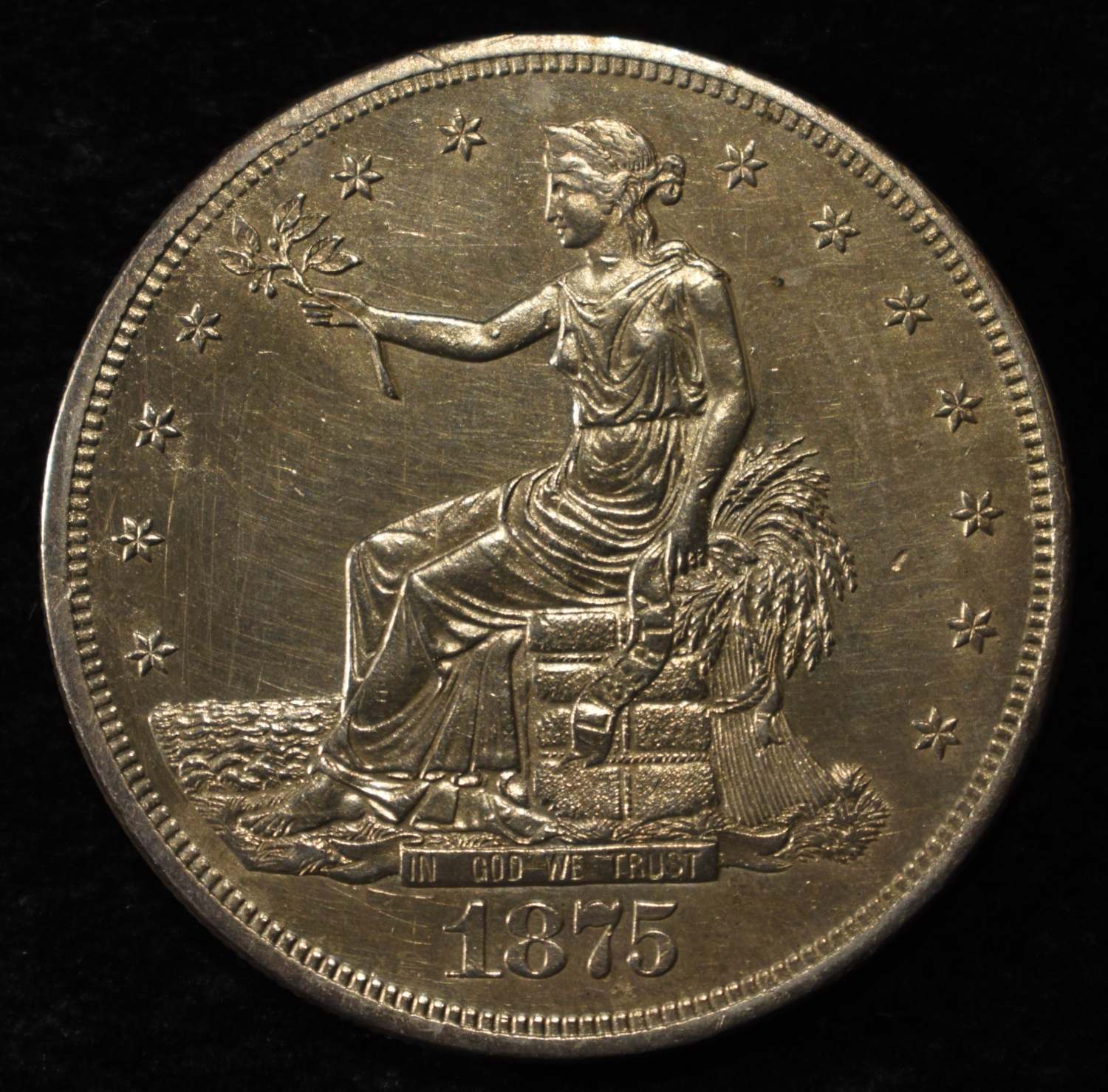 1875-CC TRADE DOLLAR AU/BU