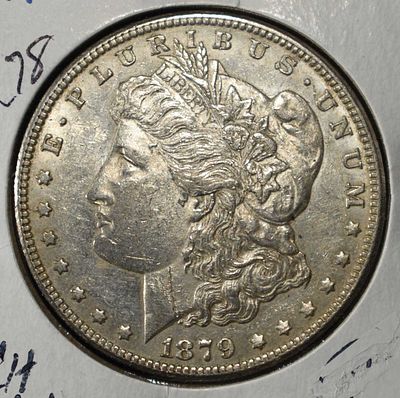 1879-S RV 78 MORGAN DOLLAR CH AU. WEEKLY COIN & CURRENCY AUCTIONS ESTIMATE $360 - $410.