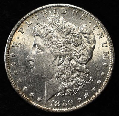 1880-O MORGAN DOLLAR AU/BU. WEEKLY COIN & CURRENCY AUCTIONS ESTIMATE $120 - $150.