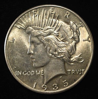 1935 PEACE DOLLAR BU. BID WITH SILVER CITY AUCTIONS ESTIMATE $200 - $250.