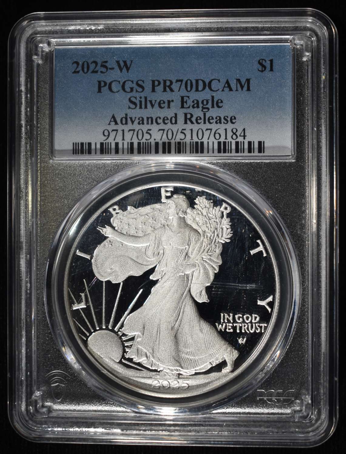 2025-W AMERICAN SILVER EAGLE PCGS PR70 DCAM AR