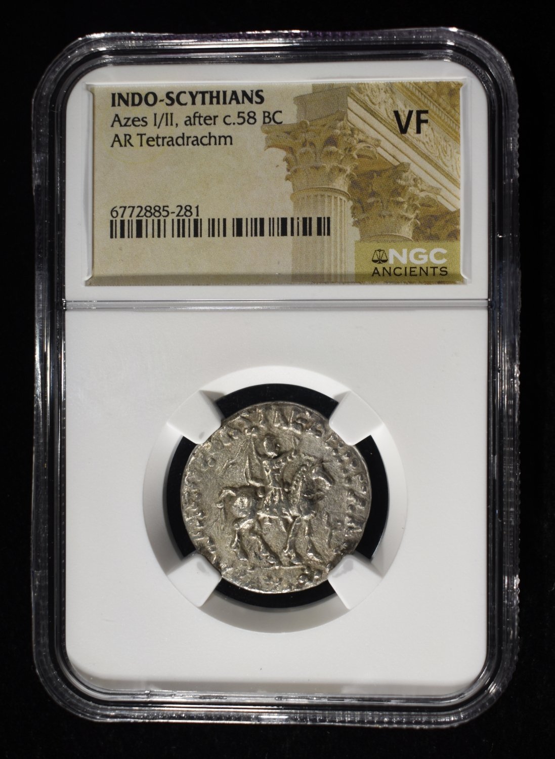 AFTER c.58 BC AZES I/II AR TETRADRACHM NGC VF