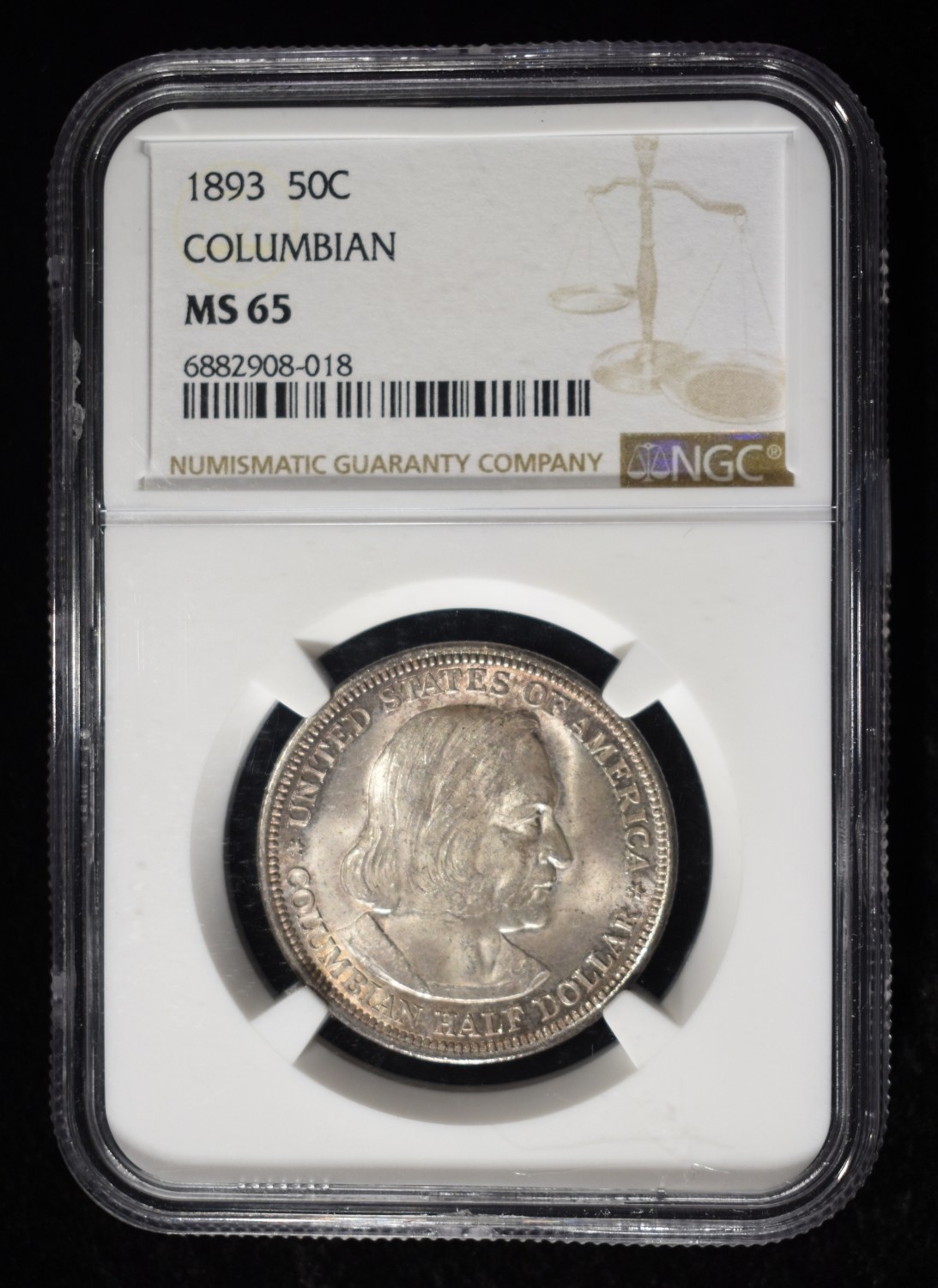 1893 COLUMBIAN COMMEM HALF NGC MS-65