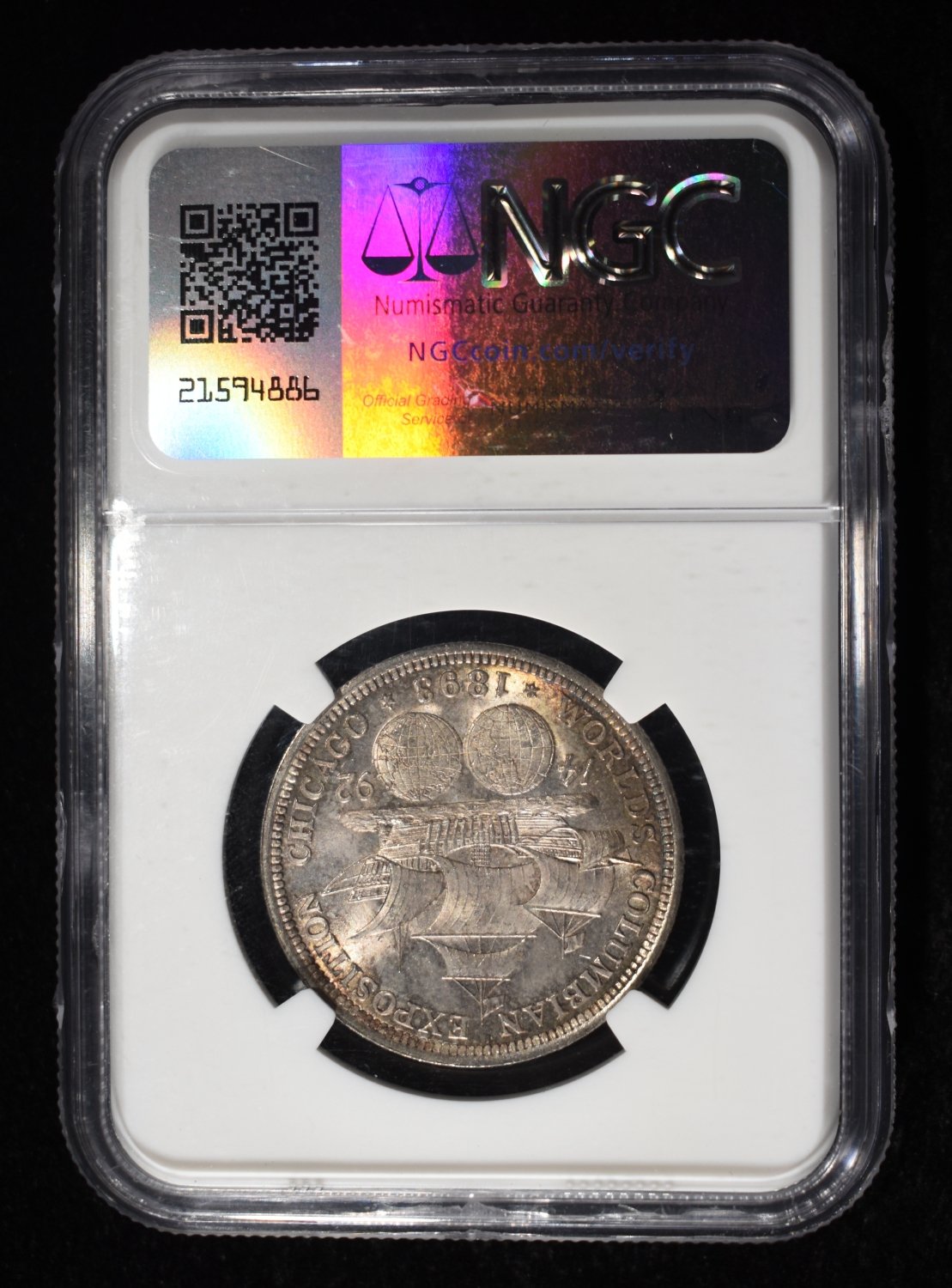 1893 COLUMBIAN COMMEM HALF NGC MS-65