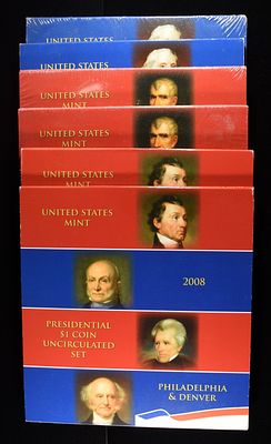 (2) 2007, (2) 08 & (2) 09 $1 PRESIDENTIAL UC SETS. BID WITH SILVER CITY AUCTIONS ESTIMATE $100 - 