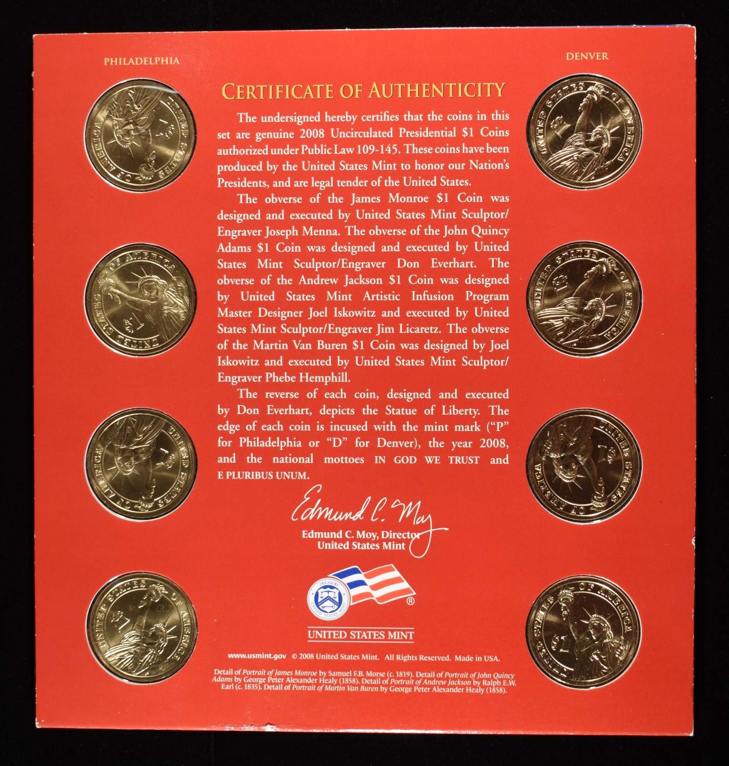 (2) 2007, (2) 08 & (2) 09 $1 PRESIDENTIAL UC SETS