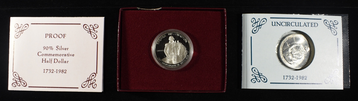 1982 PROOF & UNC 50C COMMEM