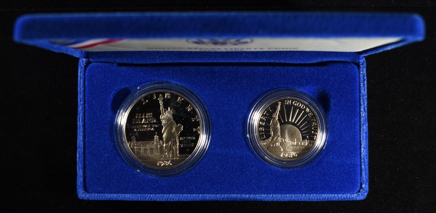 1986 $1 & 50C COMMEM STATUE OF LIBERTY
