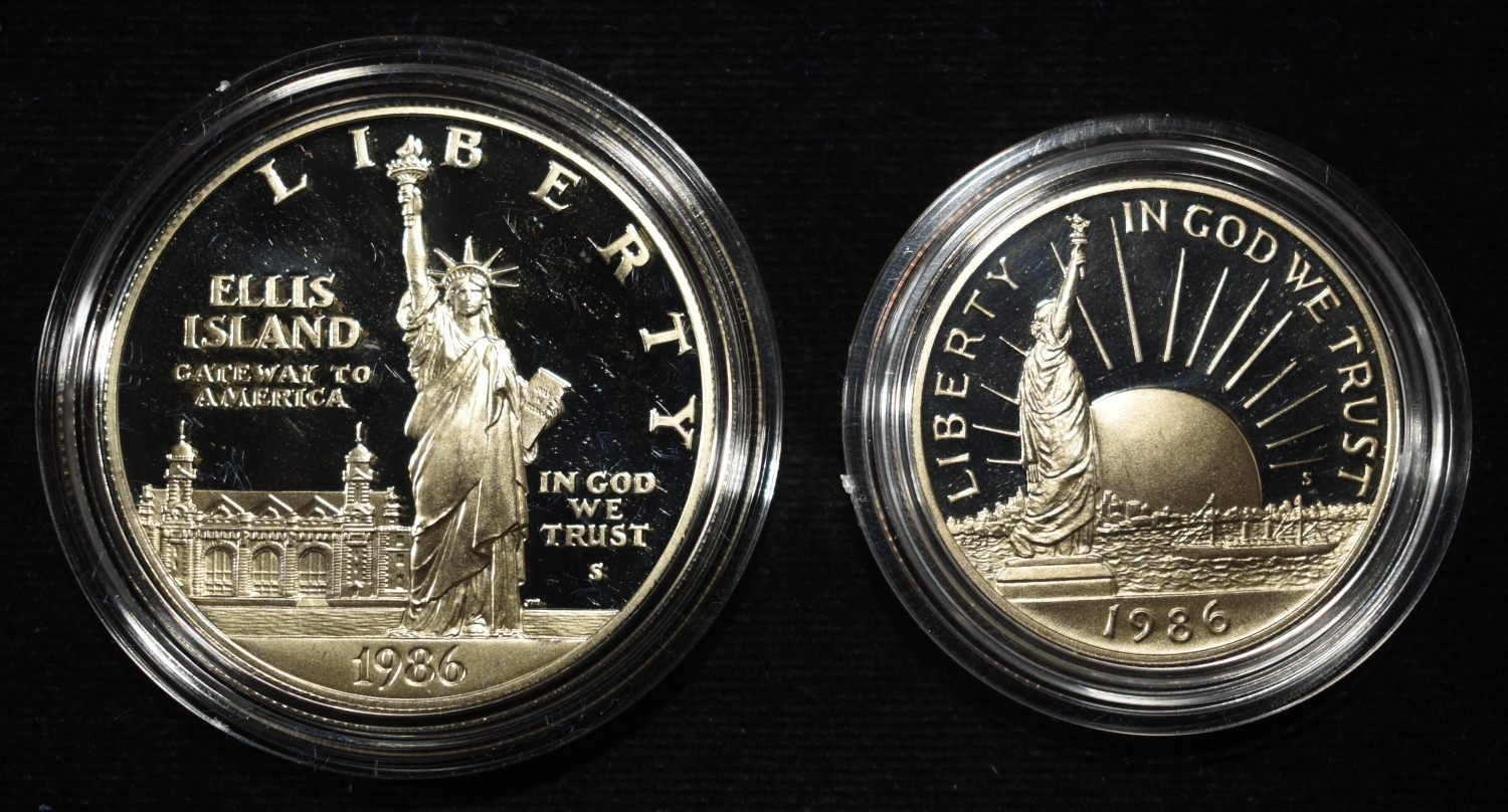 1986 $1 & 50C COMMEM STATUE OF LIBERTY