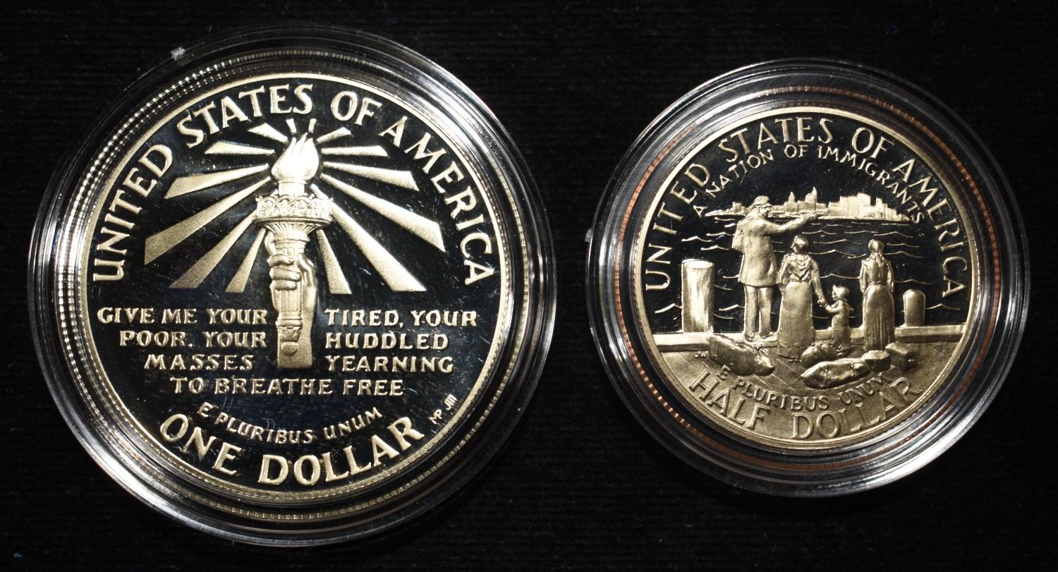 1986 $1 & 50C COMMEM STATUE OF LIBERTY