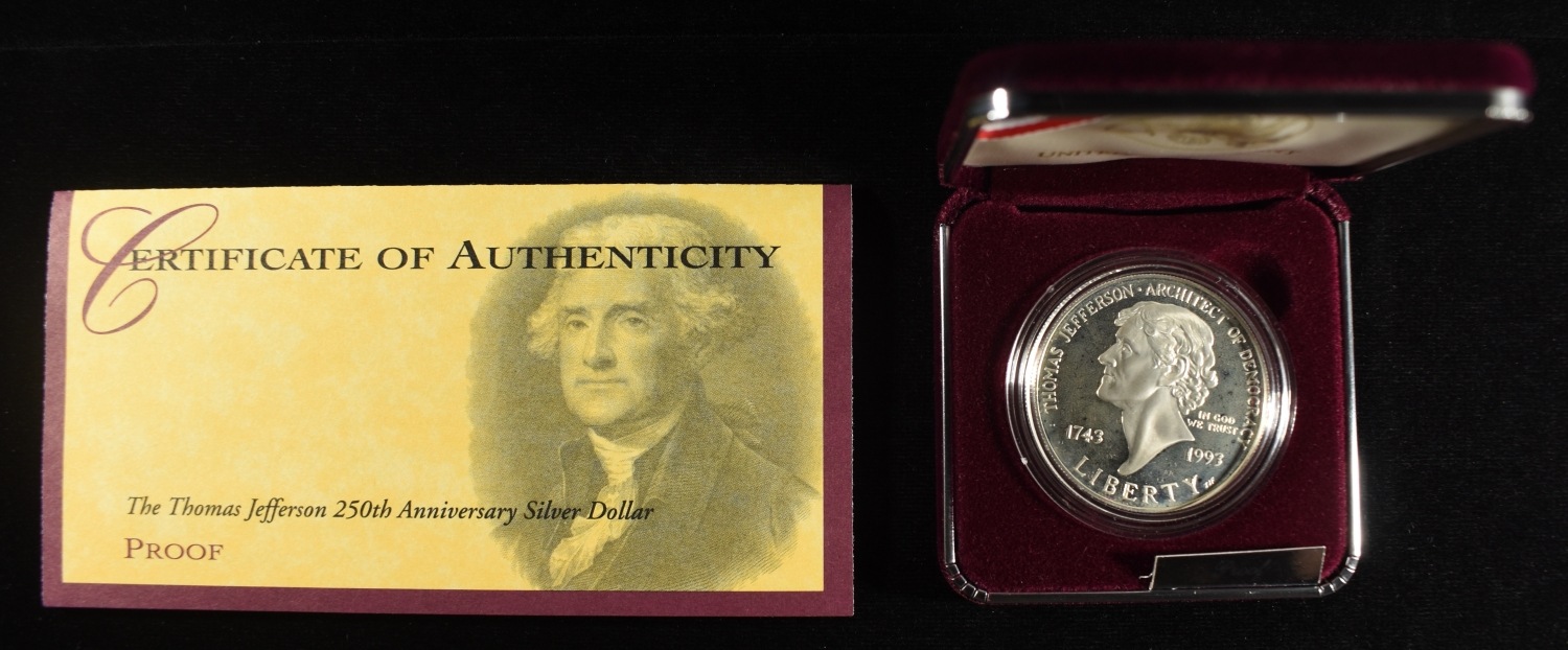 1993 $1 COMMEM THOMAS JEFFERSON PROOF