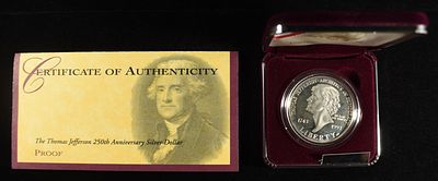 1993-S $1 COMMEM THOMAS JEFFERSON PROOF. CHECK OUT OUR UPCOMING AUCTIONS ESTIMATE $75 - $100.