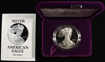 1993-P AMERICAN SILVER EAGLE PROOF. BID WITH SILVER CITY AUCTIONS ESTIMATE $100 - $150.