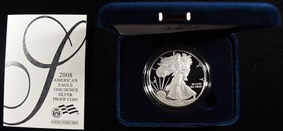 2008-W AMERICAN SILVER EAGLE PROOF. CHECK OUT OUR UPCOMING AUCTIONS ESTIMATE $100 - $150.