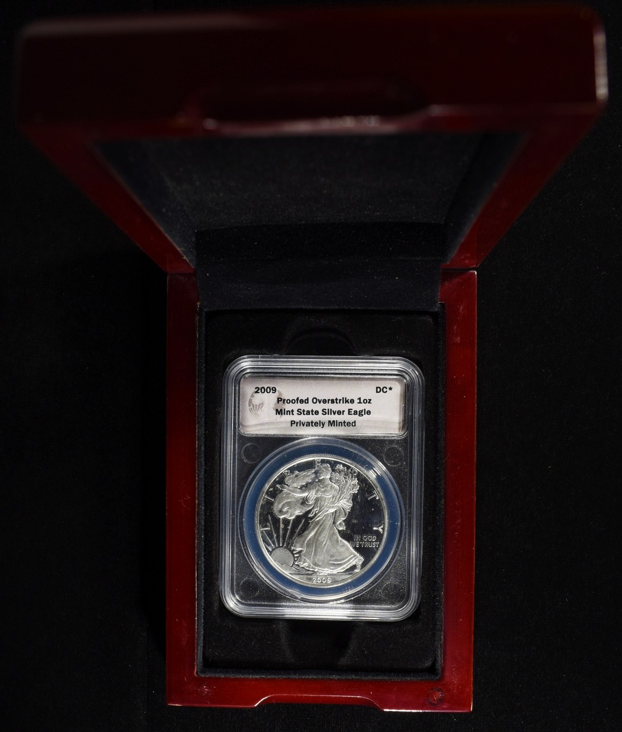 2009 AMERICAN SILVER EAGLE OVERSTRIKE PRIVATELY MI