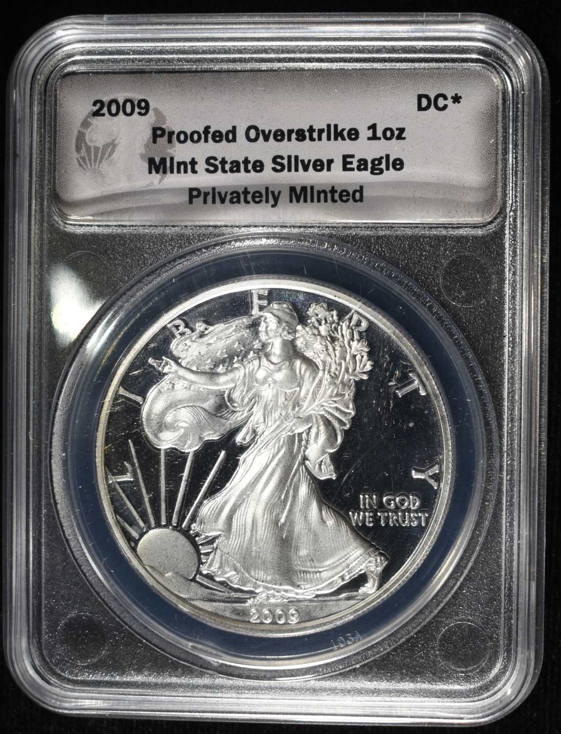 2009 AMERICAN SILVER EAGLE OVERSTRIKE PRIVATELY MI