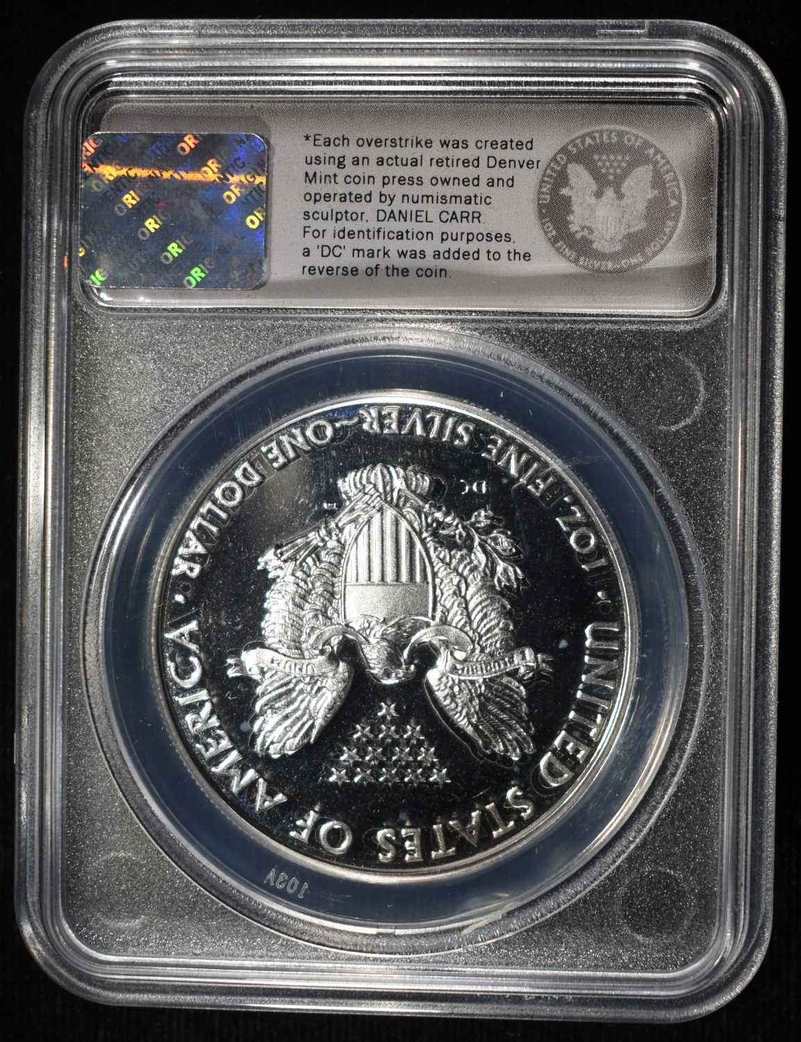 2009 AMERICAN SILVER EAGLE OVERSTRIKE PRIVATELY MI