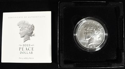 2023 PEACE DOLLAR. WEEKLY COIN & CURRENCY AUCTIONS ESTIMATE $110 - $160.
