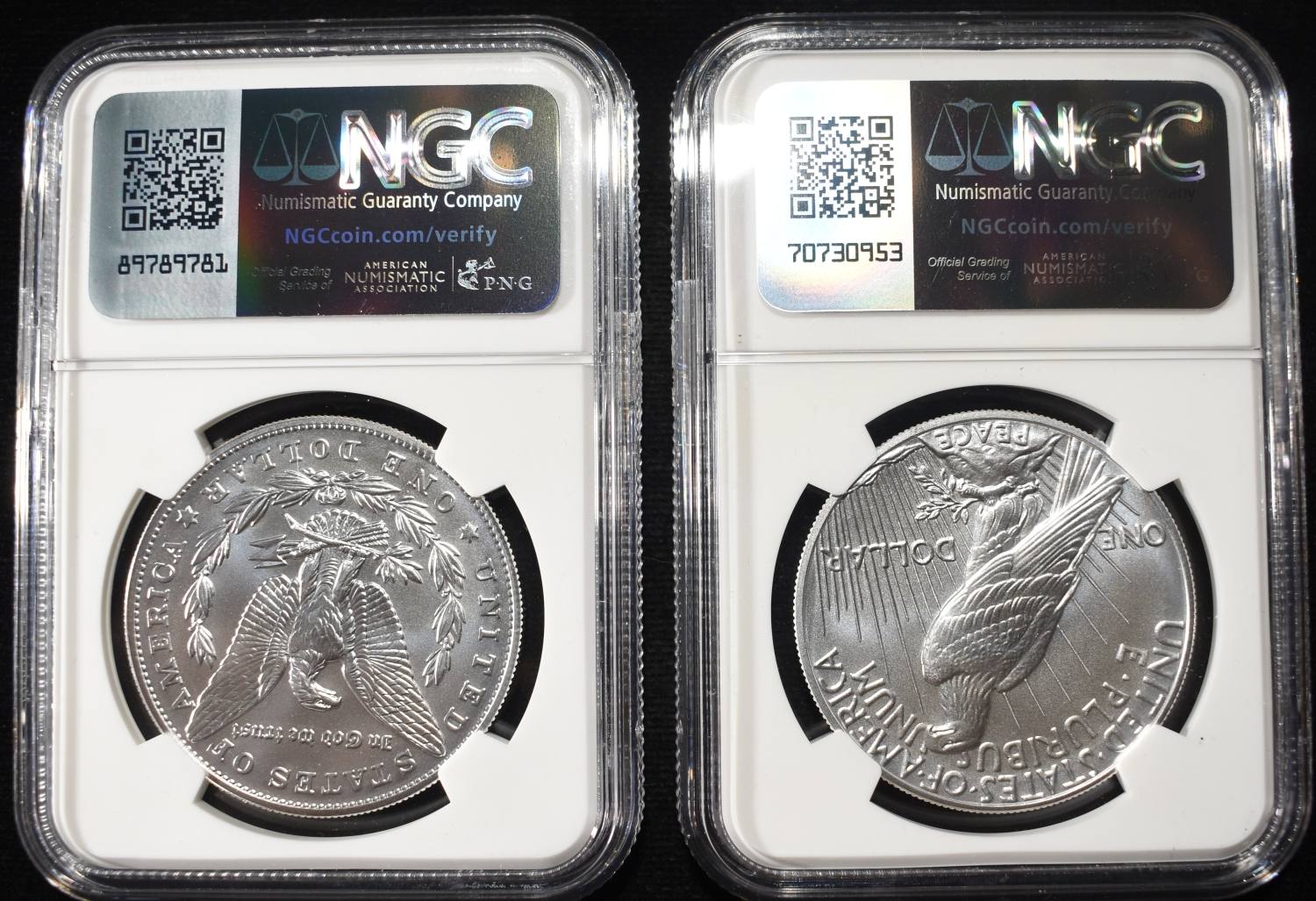 2025 MORGAN AND PEACE DOLLARS NGC MS70 FDI