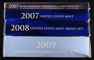 2007, 08, 09 US PROOF SETS. CHECK OUT OUR UPCOMING AUCTIONS ESTIMATE $100 - $150.