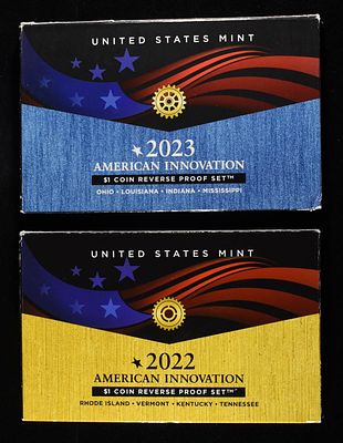 2022 & 2023 $1 INNOVATION REVERSE PROOF SET. BID WITH SILVER CITY AUCTIONS ESTIMATE $60 - $80.