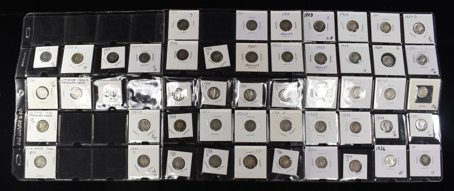 (50) 90% SILVER MERCURY DIMES