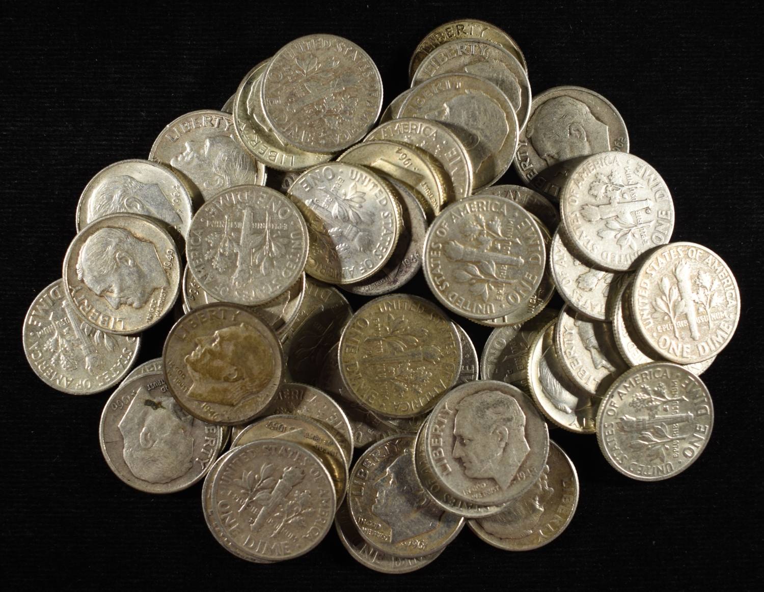 (50) 90% SILVER ROOSEVELT DIMES
