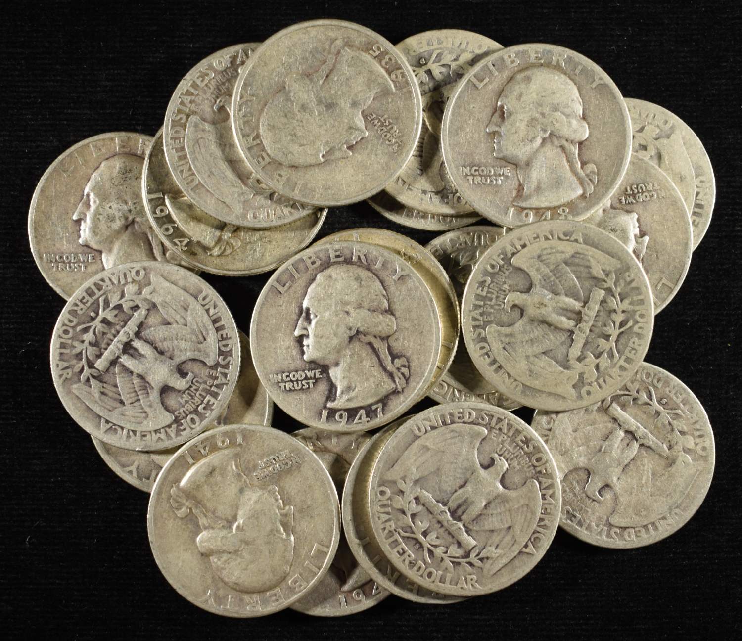 (20) 90% SILVER WASHINGTON QUARTERS