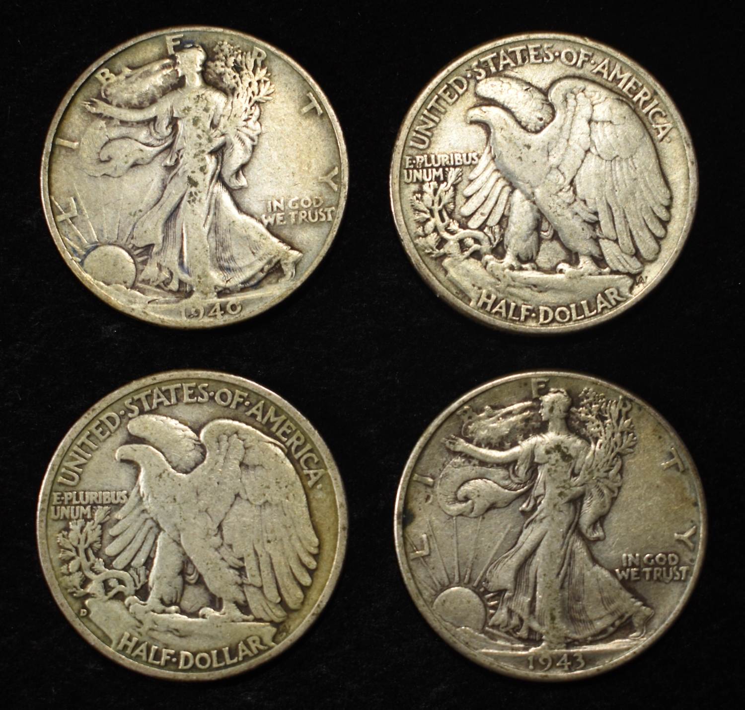 (10) WALKING LIBERTY HALF DOLLARS 90% SILVER