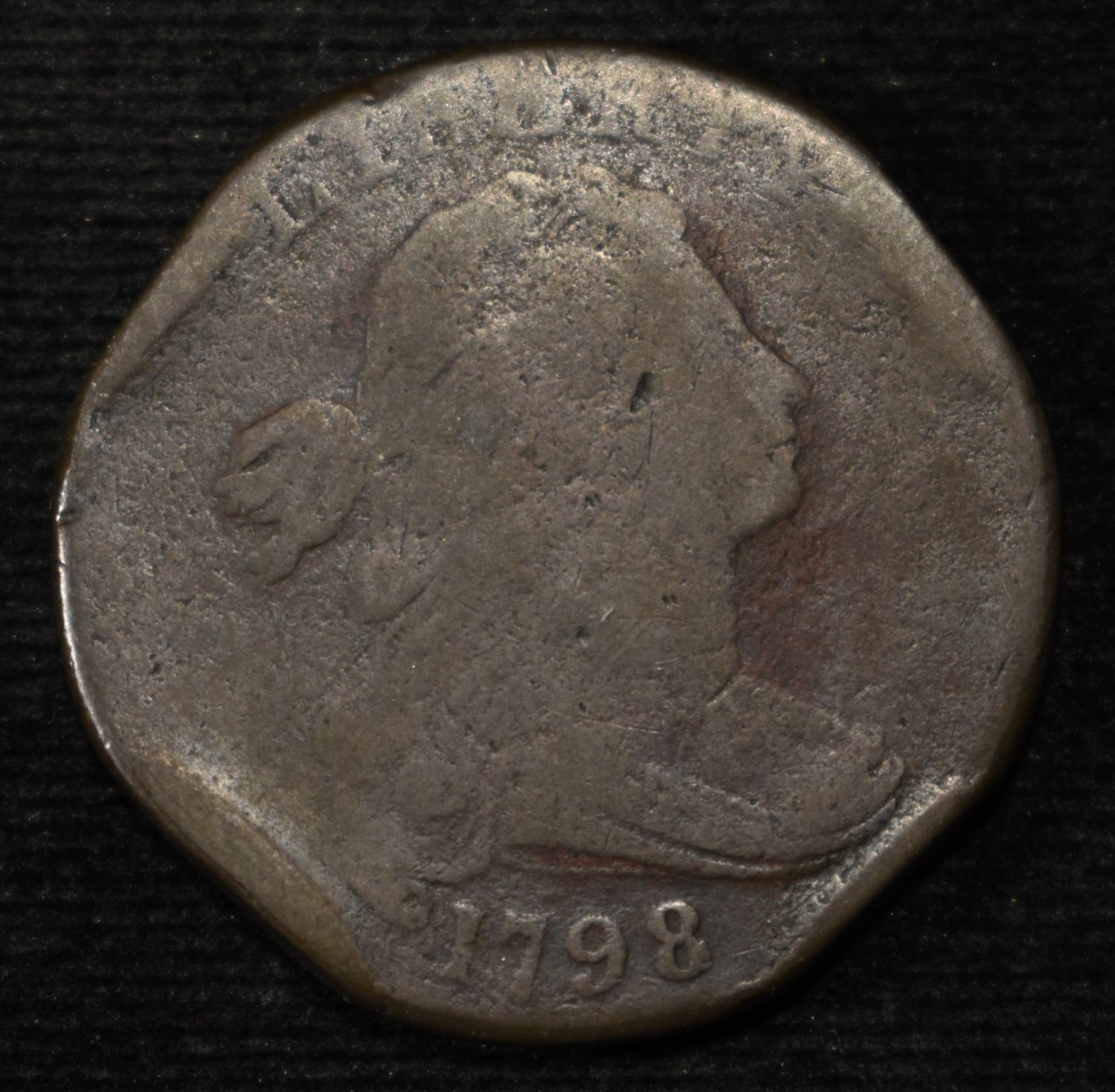1798 LARGE CENT AG RIM DAMAGE