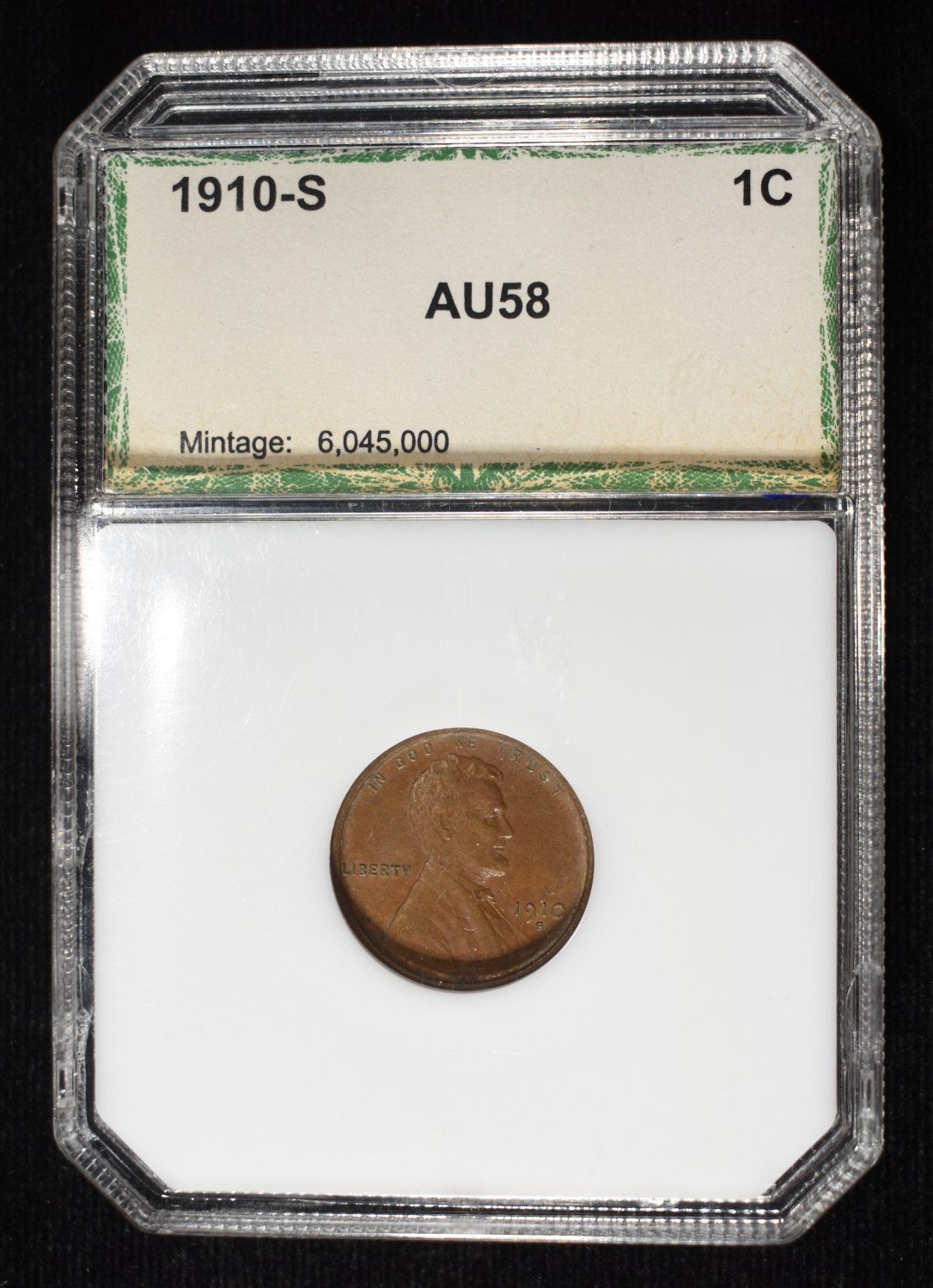 1910-S LINCOLN CENT PCI AU/BU