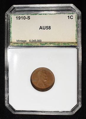 1910-S LINCOLN CENT PCI AU/BU. TOP RATED AUCTION HOUSE ESTIMATE $80 - $100.