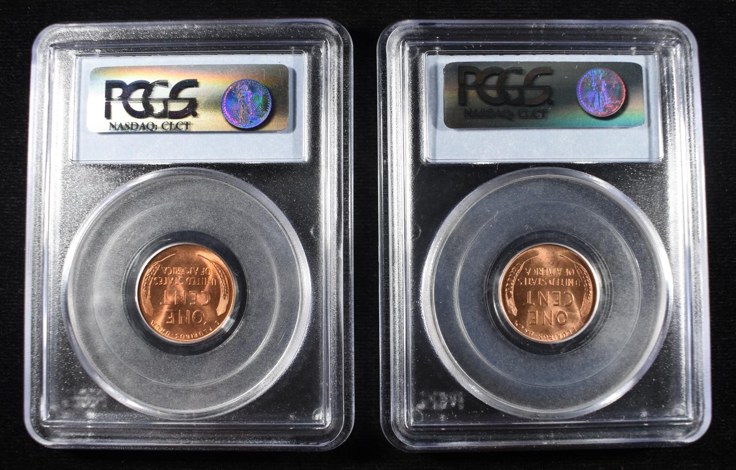 1945-S, 46-S LINCOLN CENTS PCGS MS-66 RD
