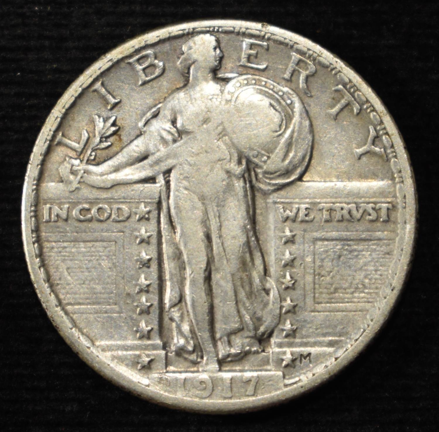 1917 T-2STANDING LIBERTY QUARTER VF