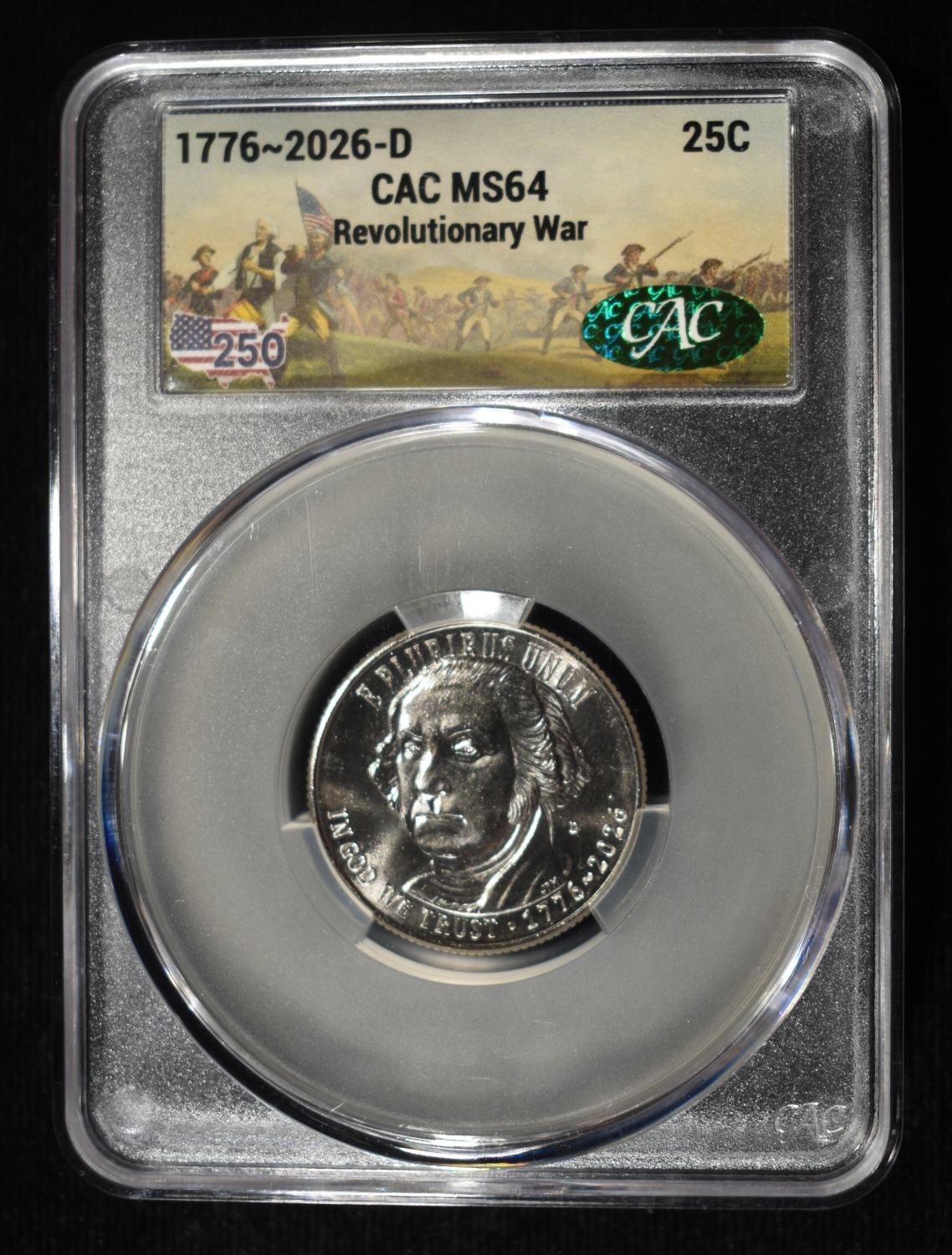 1776-2026-D REVOLUTIONARY WAR QUARTER CAC MS-64