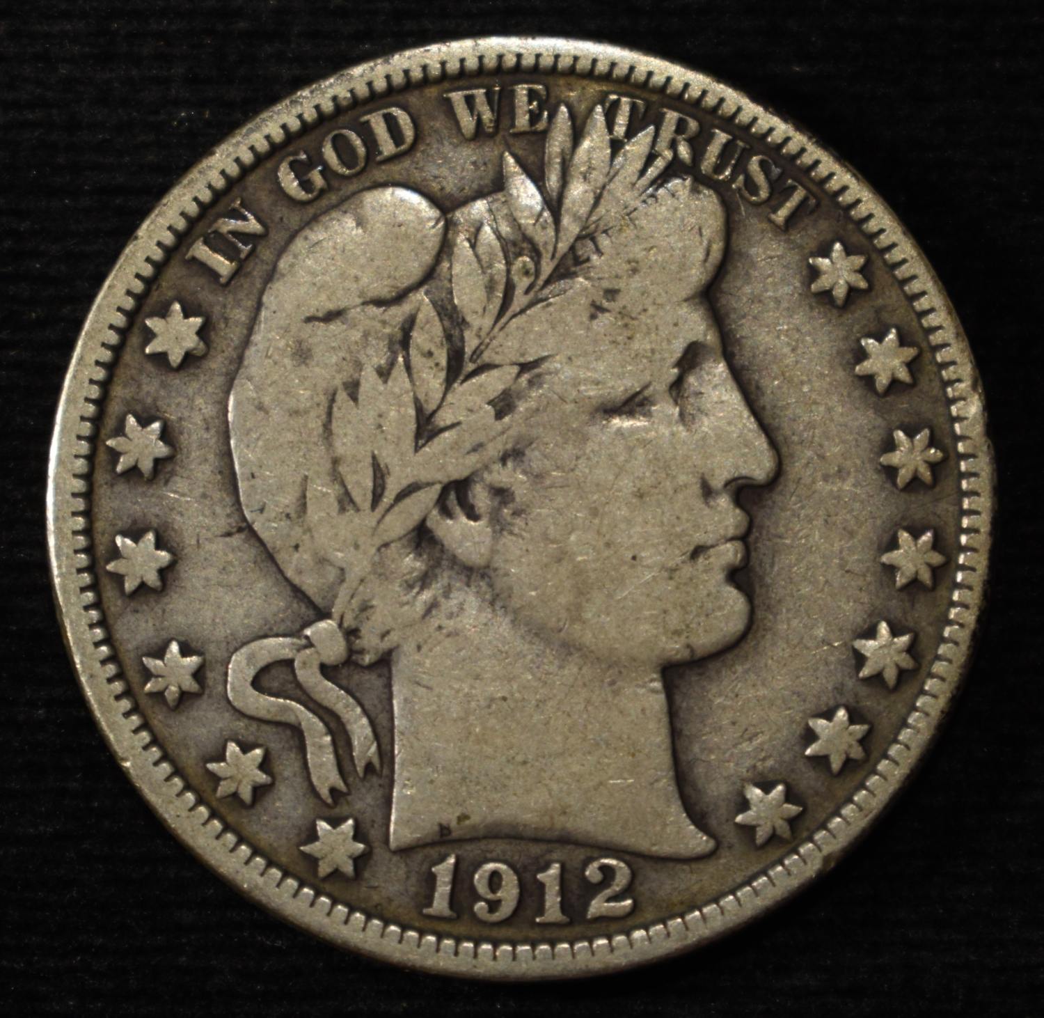 1912-S BARBER HALF DOLLAR FINE