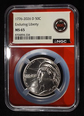 1776-2026-D ENDURING LIBERTY HALF DOLLAR NGC MS-65. CHECK OUT OUR UPCOMING AUCTIONS ESTIMATE $75 
