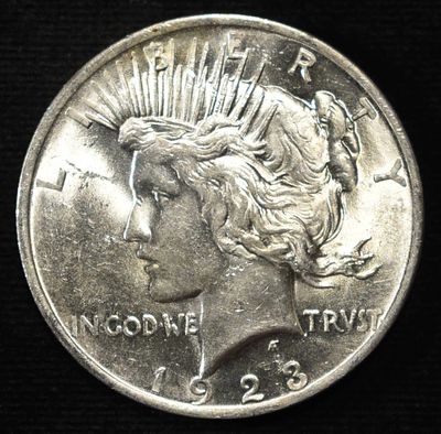 1923 PEACE DOLLAR BU. BID WITH SILVER CITY AUCTIONS ESTIMATE $100 - $130.
