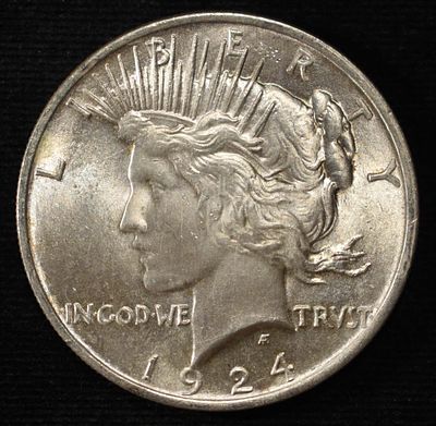 1924 PEACE DOLLAR CH BU. TOP RATED AUCTION HOUSE ESTIMATE $100 - $130.