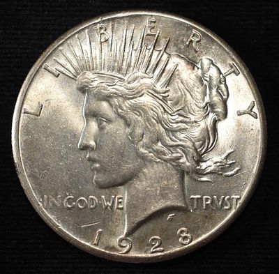 1928 PEACE DOLLAR CH BU. CHECK OUT OUR UPCOMING AUCTIONS ESTIMATE $900 - $1000.