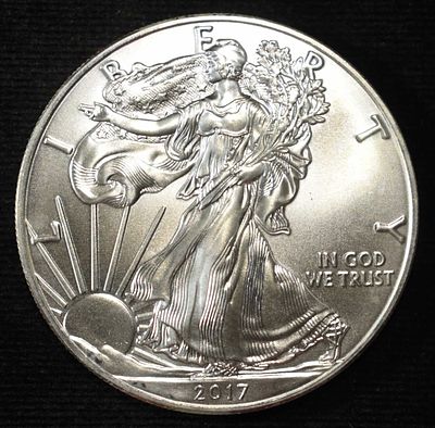 2017 AMERICAN SILVER EAGLE. TOP RATED AUCTION HOUSE ESTIMATE $90 - $130.