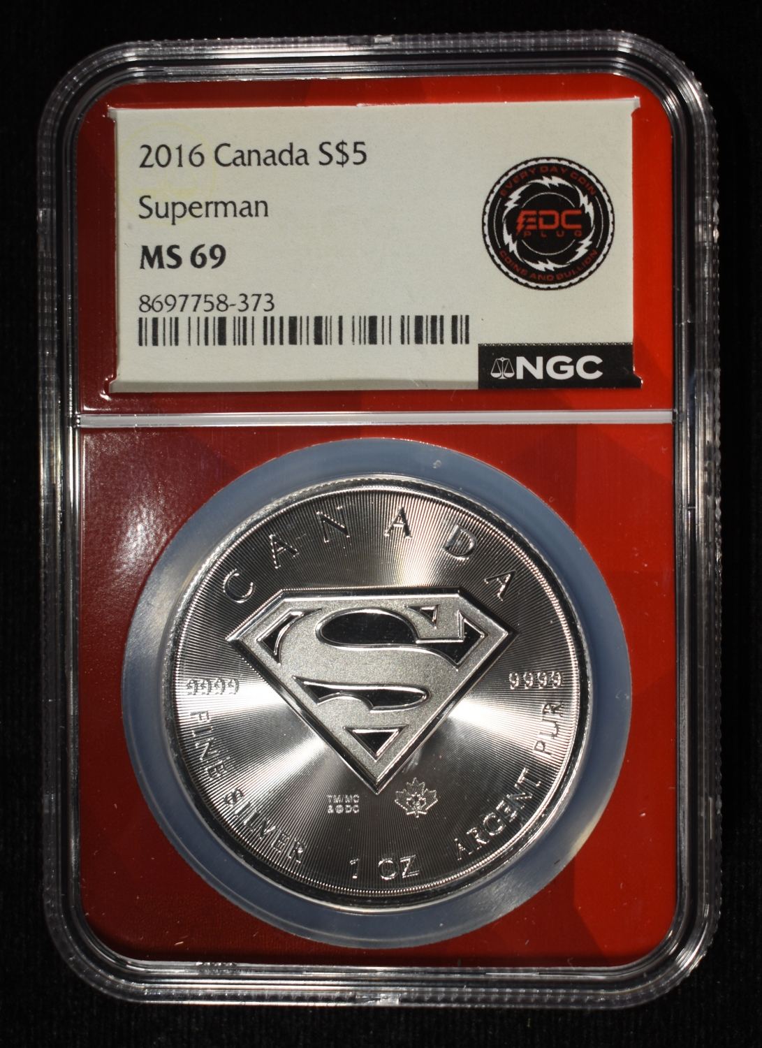 2016 1 OZ SILVER CANADA SUPERMAN NGC MS-69