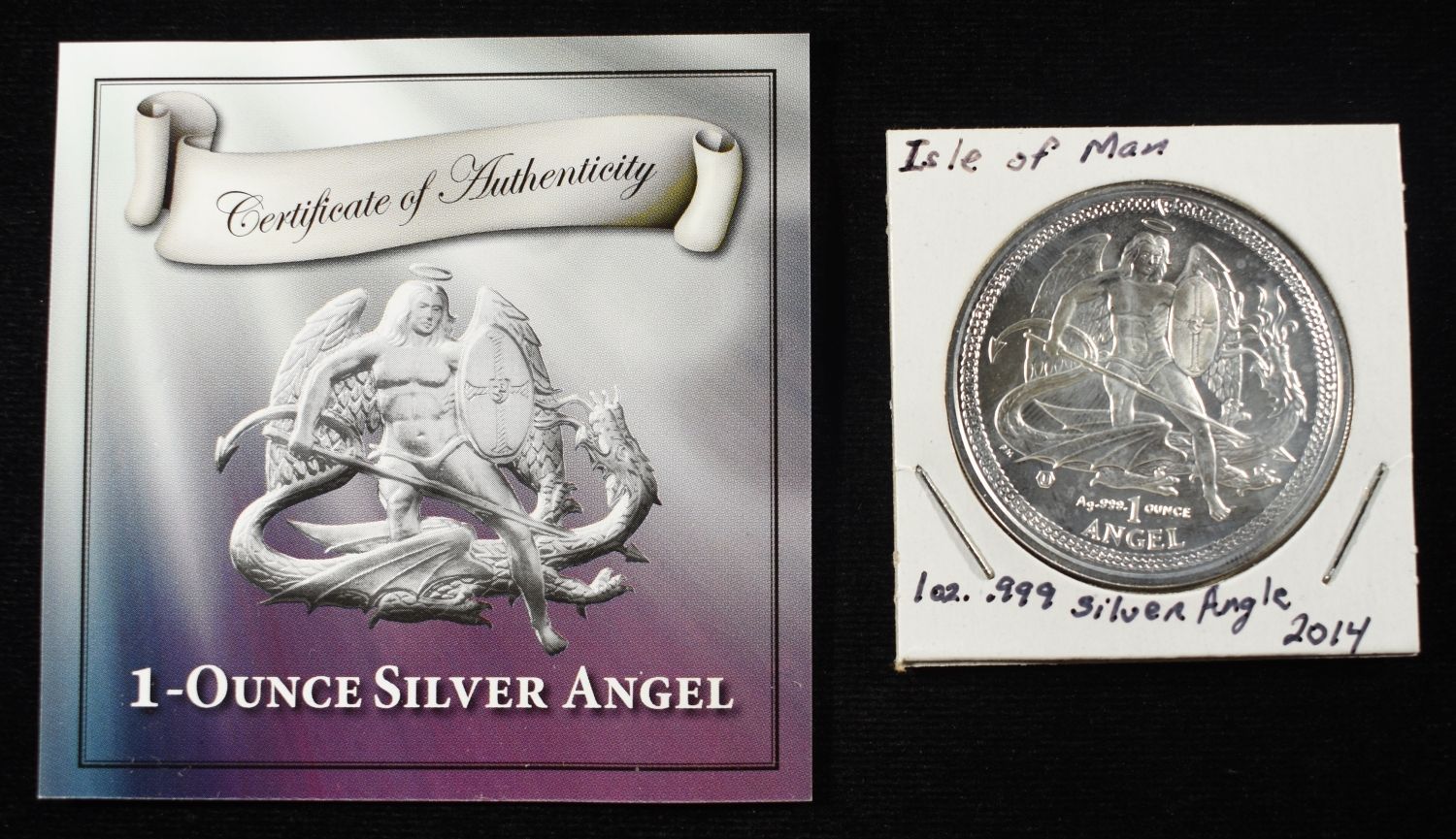 1 OZ SILVER ROUND ISLE OF MAN SILVER ANGEL