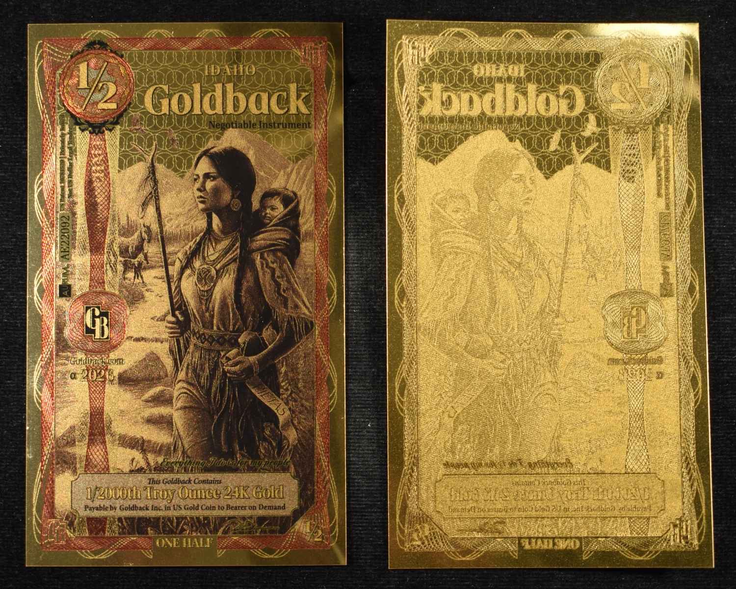 (16) $1/2 GOLDBACKS 1/2000TH TROY OZ 24K GOLD